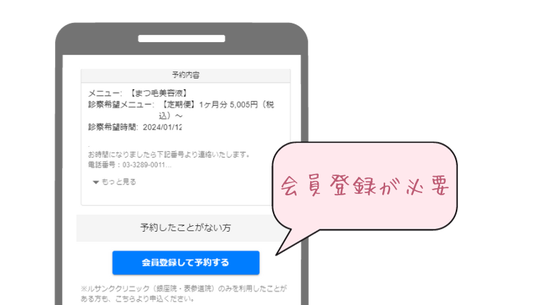 ルミガンのオンライン診療の注意点・クリニックの会員登録